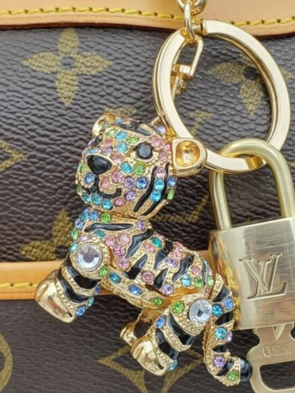 Authentic Louis Vuitton Gold Padlock 🔒 Key Set w/ Unbranded Tiger Bag Charm